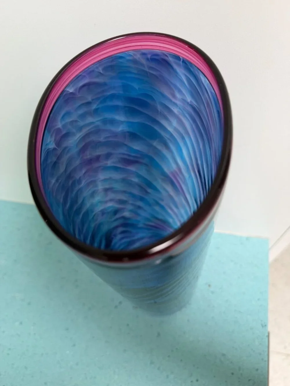 C.B. Glass Curtiss Brock Studio Art Glass 13 Inch Vase Signed Large Vintage